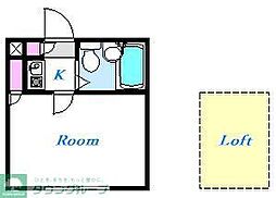 東武東上線 坂戸駅 徒歩15分の賃貸アパート 1階1Kの間取り