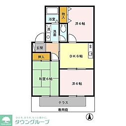東武東上線 みずほ台駅 徒歩8分の賃貸アパート 1階3DKの間取り