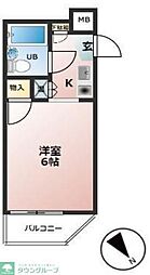 グランモア若葉 1Kの間取図画像
