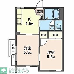 パールハイム 2Kの間取図画像