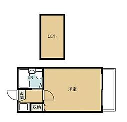 サンハイツ3 1Kの間取図画像