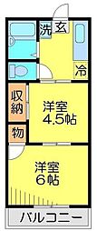 ハイツ溝端 2Kの間取図画像