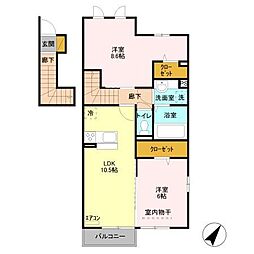 ラ・グラシューズA 2LDKの間取図画像
