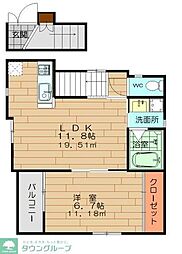 カラー 1LDKの間取図画像