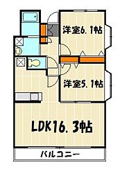 ブリランテふじみ野 2LDKの間取図画像