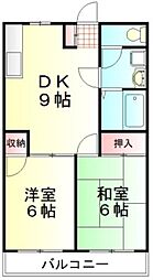 エックセレント三上 2LDKの間取図画像