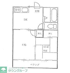 第3山中ハイツ 2DKの間取図画像