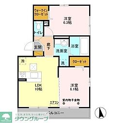 アルコ・イーリスB 2LDKの間取図画像