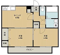 ガーデン・ヒルズ 2DKの間取図画像