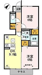 アヴェニール 2DKの間取図画像