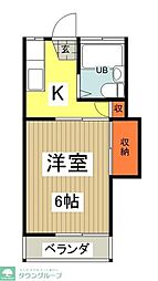 エクセレント内田 1Kの間取図画像