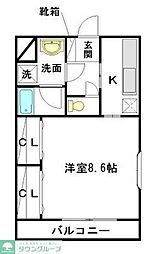 メイプルハウス 1Kの間取図画像