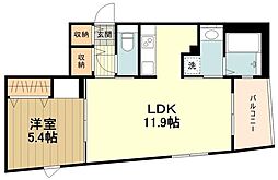 シェモア・オー 1LDKの間取図画像