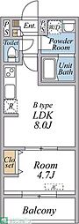 リブリ・西国立 1LDKの間取図画像