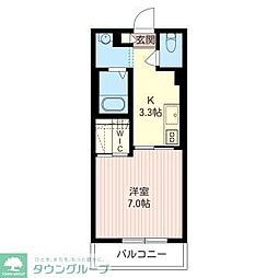 ヴェリタ国立 1Kの間取図画像
