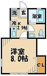 ドーム多摩D 1Kの間取図画像