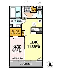 グランメゾン北野 1LDKの間取図画像