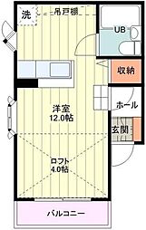カーサマグノリア ワンルームの間取図画像