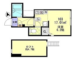 アルモワーズ立川 ワンルームの間取図画像