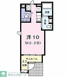 ボヌール ワンルームの間取図画像