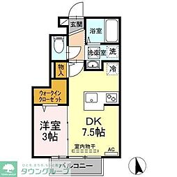 セジュール宮沢A 1DKの間取図画像