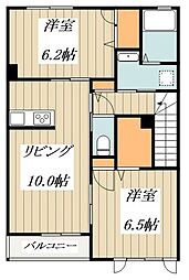 セードルシャン国立 2LDKの間取図画像