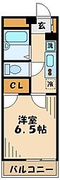 パレス中田 1Kの間取図画像