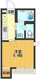 サンヒル2 1Kの間取図画像