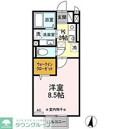 ルインズ・イン・マルヤマA棟 1Kの間取図画像