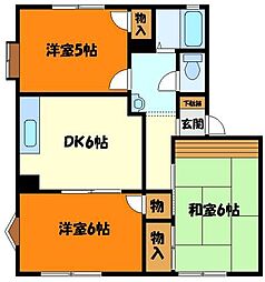 サニーヒルC 3DKの間取図画像