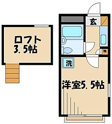 ルーブル日野 1Kの間取図画像