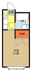 沢井コーポ 1階1Kの間取り