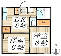 コーポ・5 2階2DKの間取り
