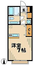 ジュネスドミール 2階ワンルームの間取り