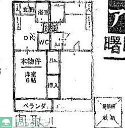 睦ハイツ 2階1DKの間取り