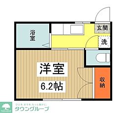 第1グリーンハイツ 1階1Kの間取り