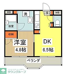 第3エコーマンション 2階1DKの間取り