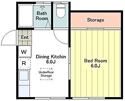 フルール日野 1階1DKの間取り