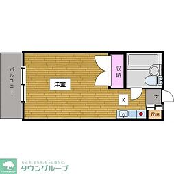 JR中央線 西八王子駅 徒歩20分の賃貸アパート 1階ワンルームの間取り