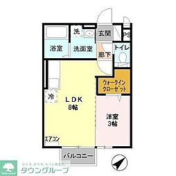 JR中央線 西八王子駅 3.4kmの賃貸アパート 1階1LDKの間取り