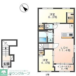 パルテノス 2階2LDKの間取り