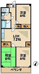 プランドール 1階3DKの間取り