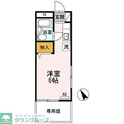 JR中央線 八王子駅 徒歩16分の賃貸アパート 1階ワンルームの間取り