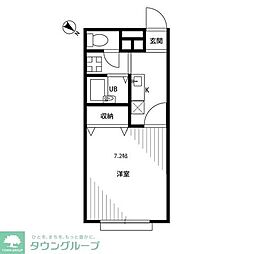 京王相模原線 京王堀之内駅 徒歩14分の賃貸アパート 2階1Kの間取り