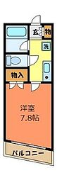 JR中央線 西八王子駅 徒歩3分の賃貸マンション 5階1Kの間取り