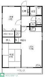 シティハイム・シェモアIII 2階2LDKの間取り
