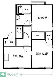 ディアコート　A棟 1階2DKの間取り