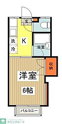西武拝島線 東大和市駅 徒歩7分の賃貸アパート 2階1Kの間取り