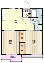 サンレイクペルテ 2階2DKの間取り