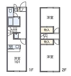 レオパレスブラウンブレッド 1階2DKの間取り